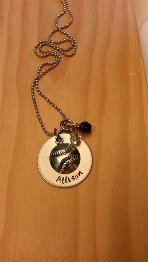 Softball Necklace For Girls Softball Gift Team Gifts Hand Stamped