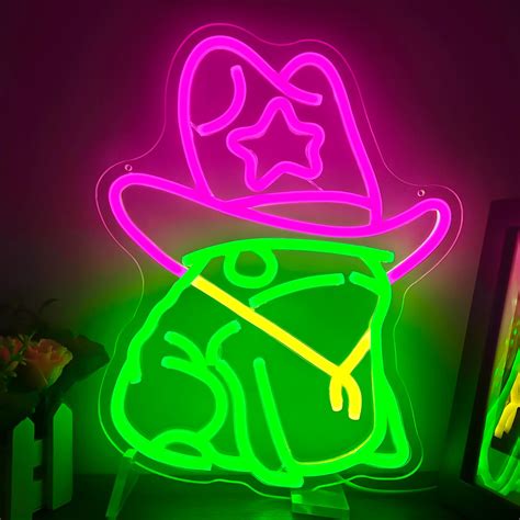 Amazon Cowboy Frog Neon Sign For Wall Decor Dimmable Frog Cowboy