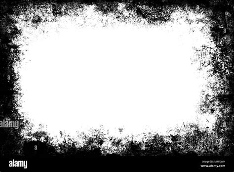 Black Grunge Texture Distressed Border Frame Over White Space