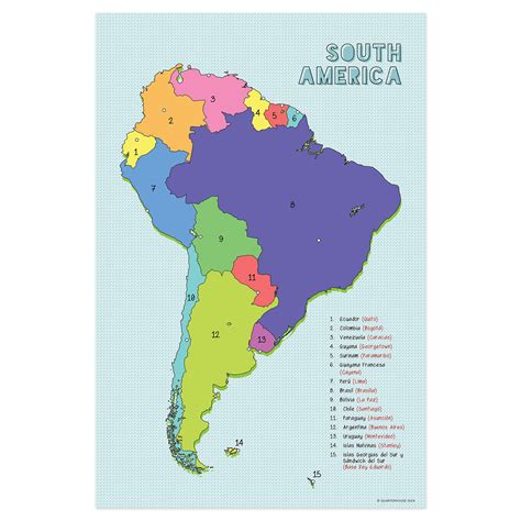 Quarterhouse Spanish Language Country Maps South American Countries And