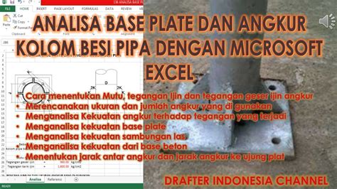 ANALISA STRUKTUR BASE PLATE DAN ANGKUR KOLOM BESI PIPA DENGAN MS EXCEL