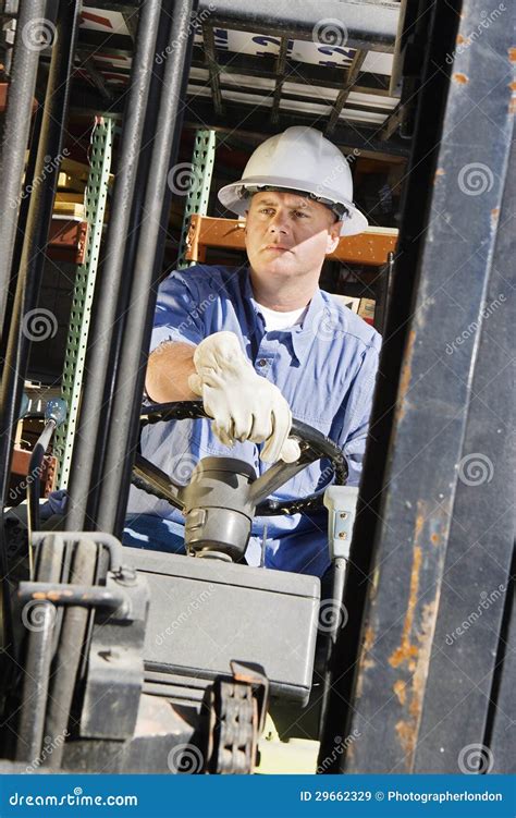 Man Driving A Forklift Stock Image Image Of Protection 29662329