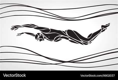 Butterfly Swimmer Silhouette Sport Swimming Vector Image