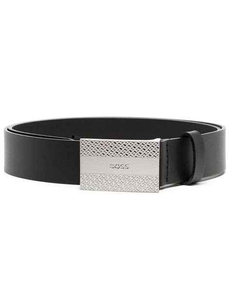 Boss Leather Engraved Logo Belt Farfetch