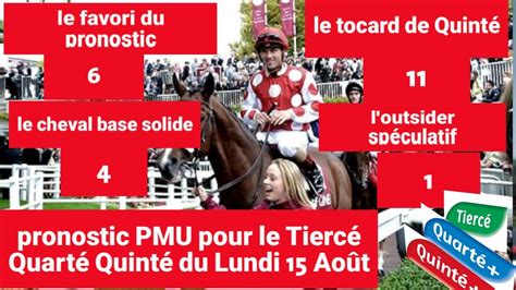 Jumele Quinte Pronostic Pmu Pour Le Tierc Quart Quint Du Lundi