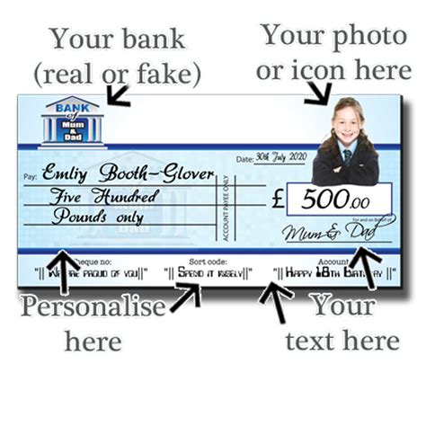 Personalised Giant Cheque Birthday T Of Money Charity Etsy Uk