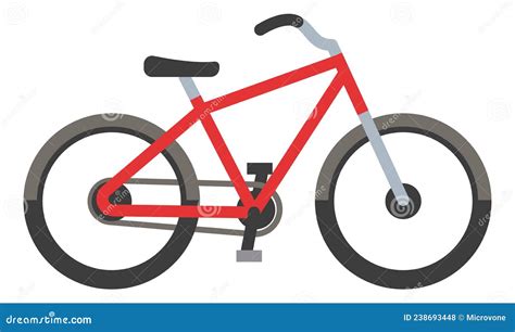 Red Bicycle Side View D Rendering Isolated On White Background