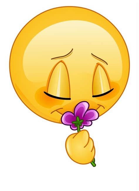 An Emoticive Smiley Face Holding A Flower In One Hand And Another With