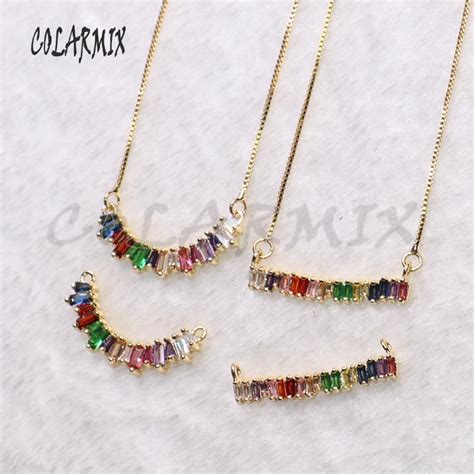 Piezas De Color De Mezcla Rect Ngulo Arco Iris Colgante De Zircon