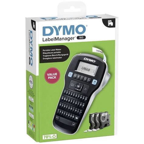 DYMO Labelmanager 160 Value Pack Etiqueteuse adapté pour rubans D1 12