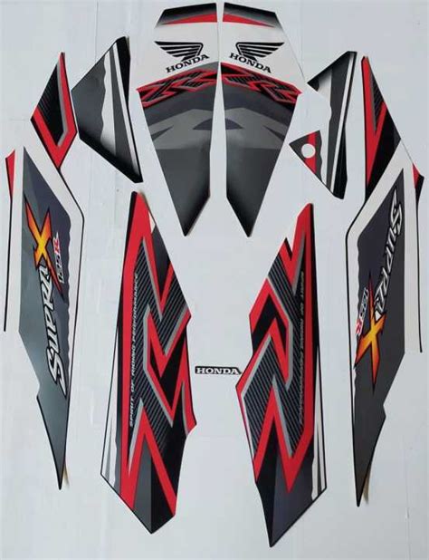 Stiker Striping Motor Honda Supra X 125r 2011 Full Hitam Merah Stiker