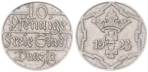 Polen Danzig 10 Pfennig 1923 Ss Vz MA Shops