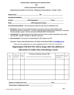 Fillable Online International Iupui Departmental Evaluation Form For