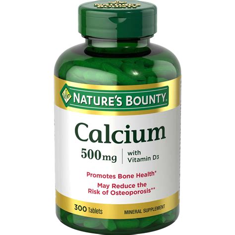 Natures Bounty Calcium 500mg Vitamin D3 10mcg Tablets Bone And Immune