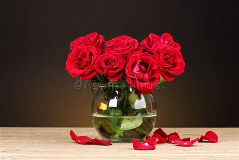 Beautiful Red Roses In Vase Stock Photo Image Of Nature Objects