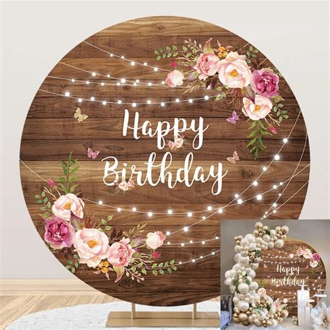 Amazon Yeele X Ft Happy Birthday Round Backdrop Cover Rustic