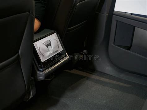 tesla cybertruck rear seat monitor editorial image image