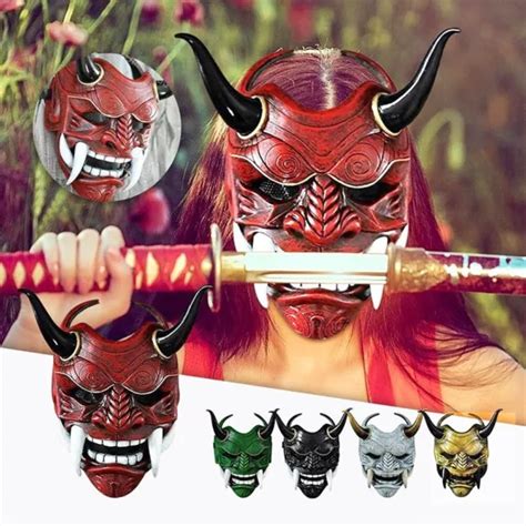 Halloween Japanese Hannya Demon Oni Samurai Noh Kabuki Prajna Devil Latex Mask~ £12 99 Picclick Uk