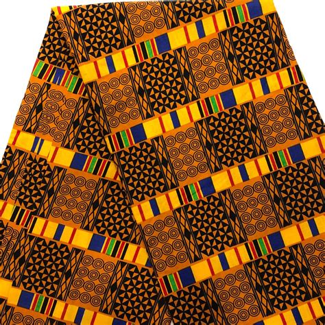 African Print Fabric Caramel Ankara Fabric Kente Print 6 Yards