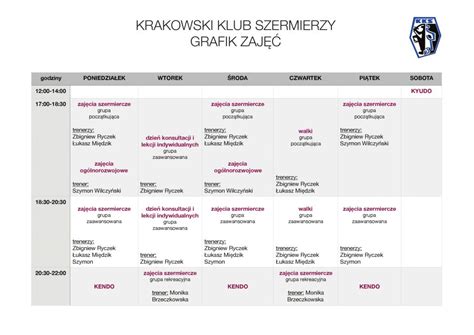 Grafik Zaj Na Nowy Rok Szkolny Krakowski Klub Szermierzy