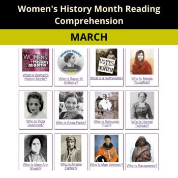 Women S History Month Reading Comprehension By Fun Skills Studio English