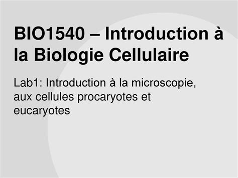 Bio Introduction La Biologie Cellulaire Ppt T L Charger