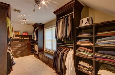 Custom Dark Brown Walk In Closet Traditional Wardrobe New York