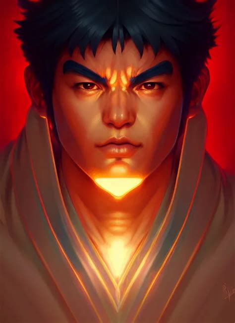 Symmetry Ryu Street Fighter Glowing Lights Stable Diffusion