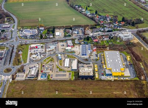 Aerial View Kamen Karree With New Fast Charging Park In Kamen Ruhr