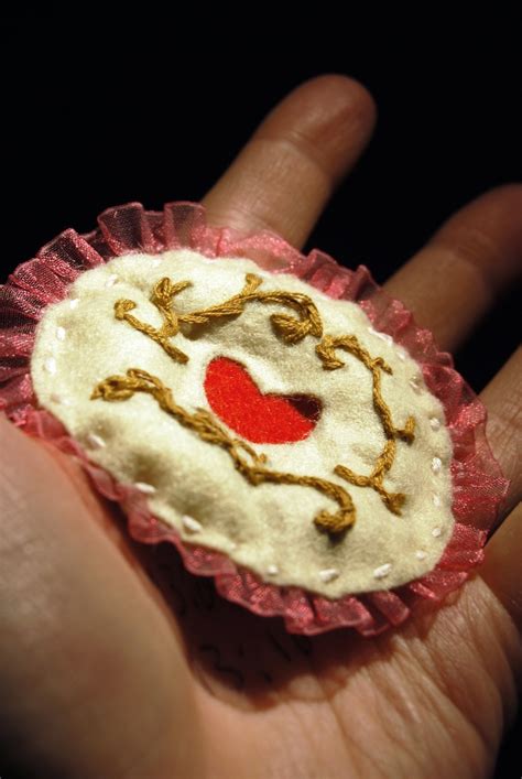 Jammie Dodger Biscuit Made From Felt With Split Stitch Hand Embroidery