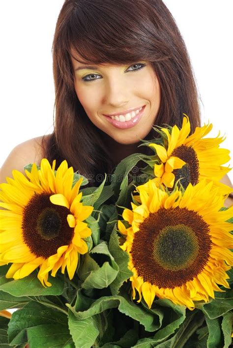 Girl with sunflowers stock image. Image of beautiful - 10165153