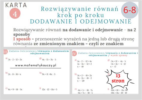 Rozwi Zywanie R Wna Z Dodawaniem I Odejmowaniem Bez Nawias W Krok