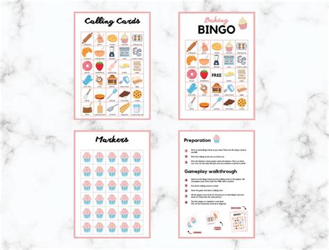 Baking Bingo 30 Baking Bingo Cards Baking Party Game Baking Birthday