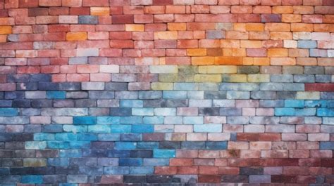 Premium Ai Image Multicolored Rainbow Brick Wall Texture Background