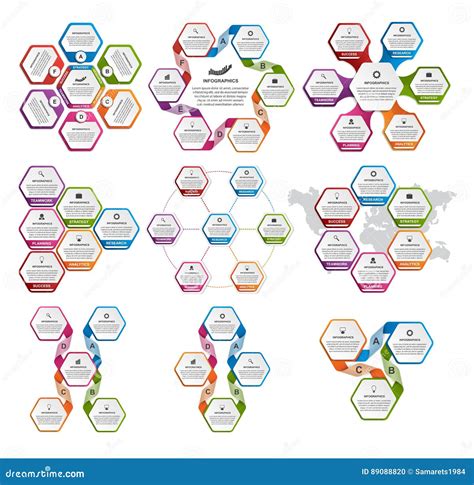 Collection Of Hexagon Colorful Infographics Design Elements Stock Vector Illustration Of