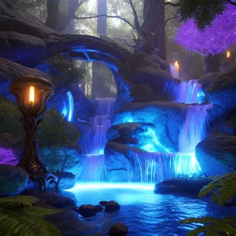 Envision A Glowing Waterfall In A Lush Forest Fanta