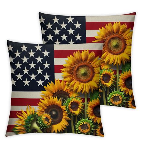 Ulloord 4th Of July American Flag Pillow Covers Rustic Farm Truck Red