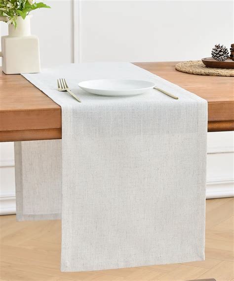 Wracra Linen Style Table Runner Rustic Farmhouse Off White Table