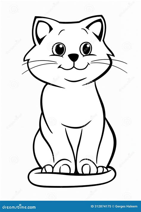 Black And White Cat Sitting Down Stock Illustration Illustration Of