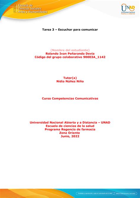 Anexo 6 Tarea 3 Formato Entrega Trabajo Final Tarea 3 Escuchar