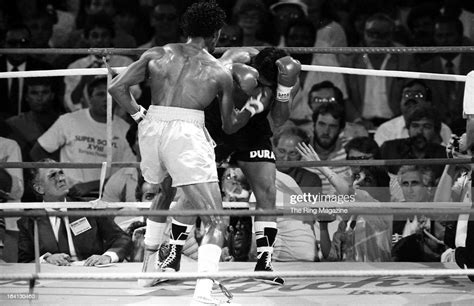 Thomas Hearns Lands A Right Punch Against Roberto Duran During The