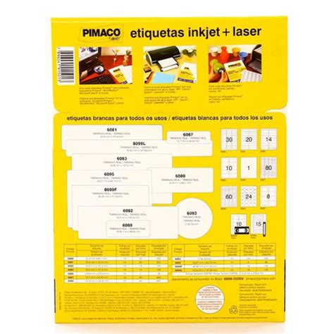 Etiqueta Carta Inkjet 6080 Pimaco 6080 No Shoptime