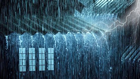 Heavy Rainstorm On Tin Roof And Intense Thunder Sounds At Night Rain