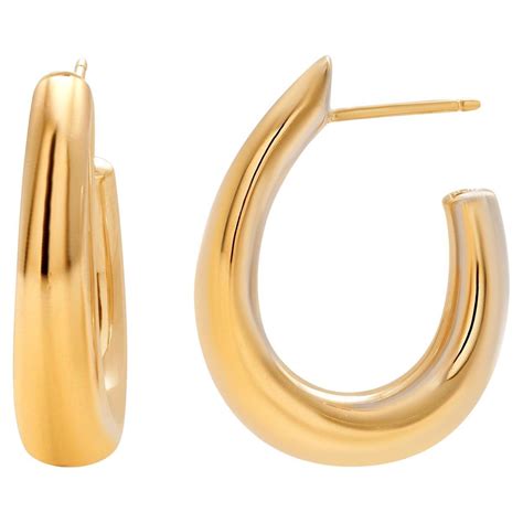 Tiffany Co 14 Karat Yellow Gold Hoop Earrings 125 Inch Long For Sale At 1stdibs