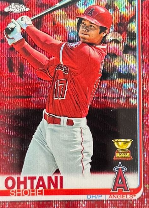 Shohei Ohtani 2019 Topps Chrome 1 Red Wave Refractor 5 Batting