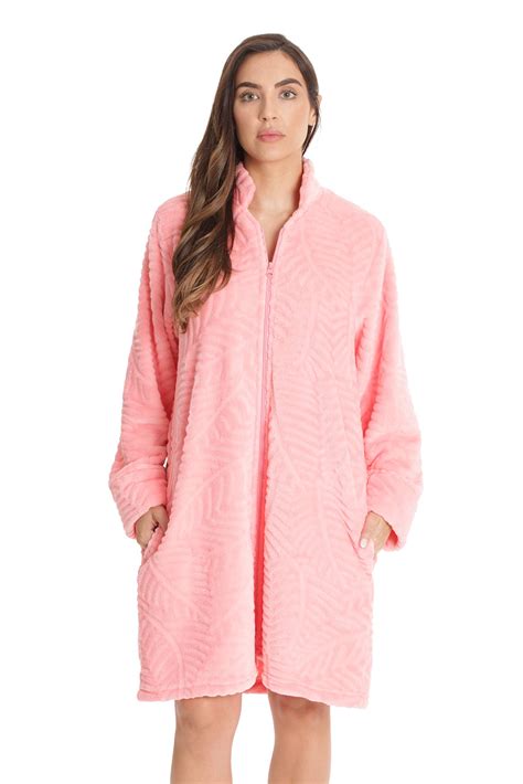 Just Love Plush Zipper Lounger Short Robe Coral X Large