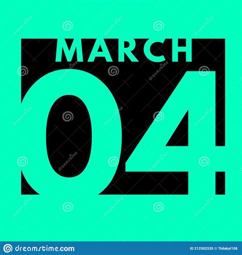 March 4 Flat Modern Daily Calendar Icon Date Day Month Stock