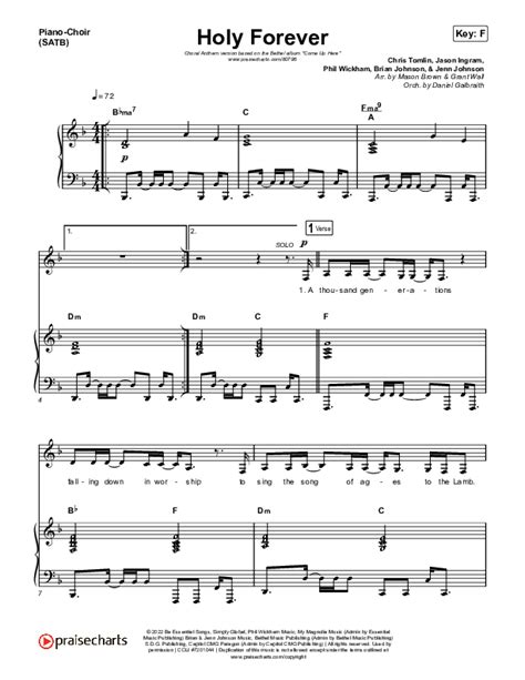 Holy Forever Choral Anthem Satb Sheet Music Pdf Bethel Music Arr