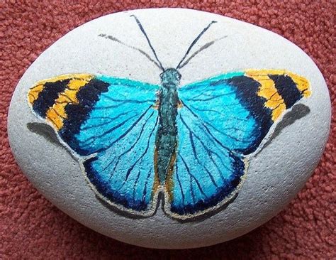 Butterfly Rock Painting Art Stone Painting Butterfly Painting