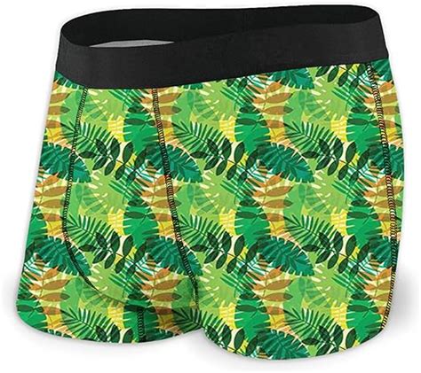 Mens Boxer Briefsexotic Palm Leaves Greenery Foliage Composition Of Hawaiian Style Summery